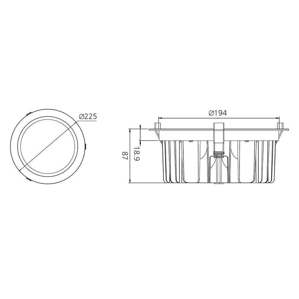 Reflector downlight wit | Ø225mm | 3000K | 750mA | zonder voeding