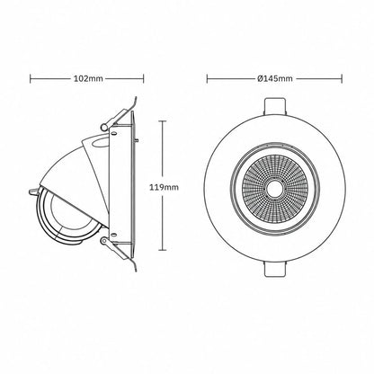 Verstelbare downlight wit | Ø145mm | 24°
