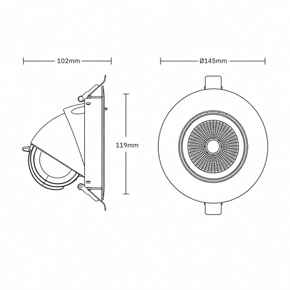 Verstelbare downlight wit | Ø145mm | 24°