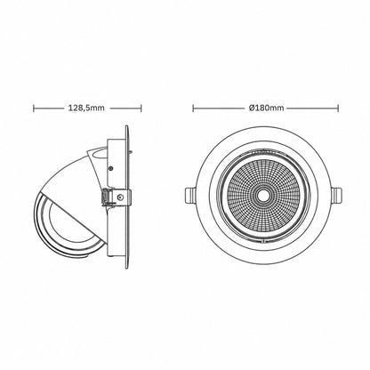 Verstelbare downlight wit | Ø180mm | 45°