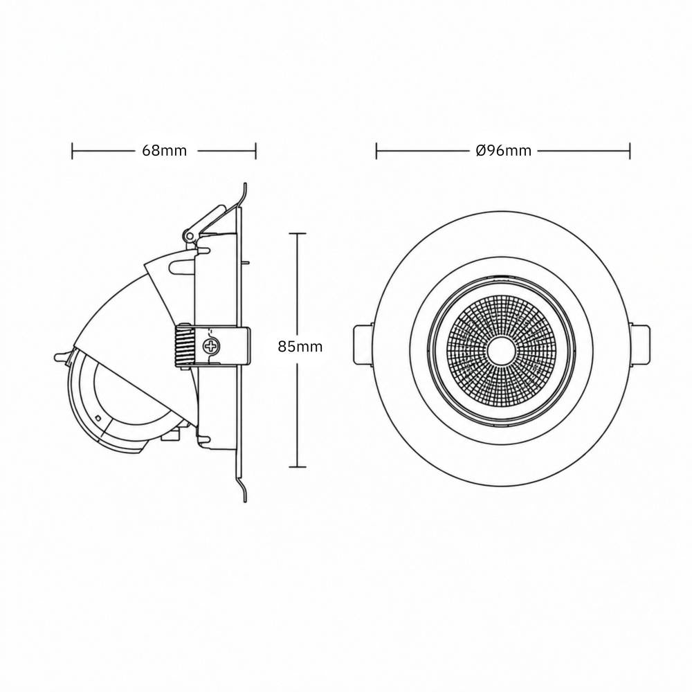 Verstelbare downlight wit | Ø96mm | 24°