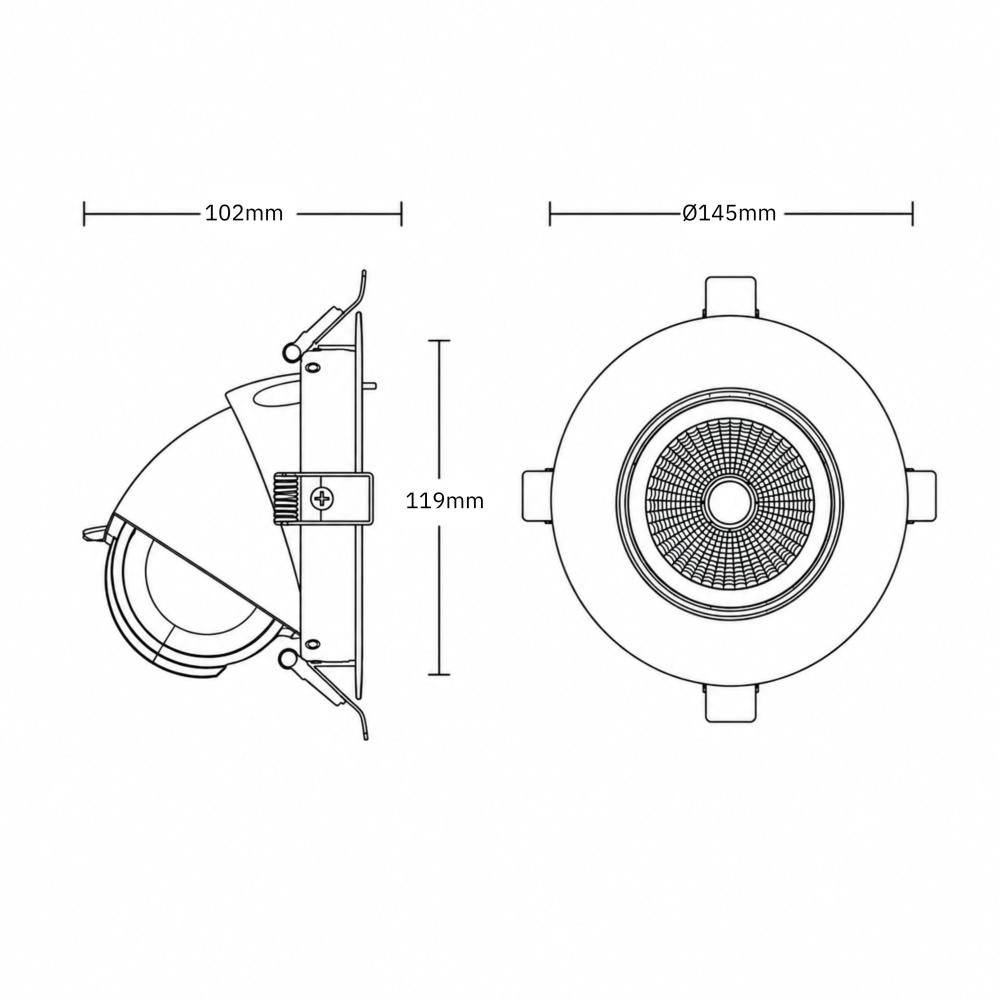 Verstelbare downlight wit | Ø145mm | 24°