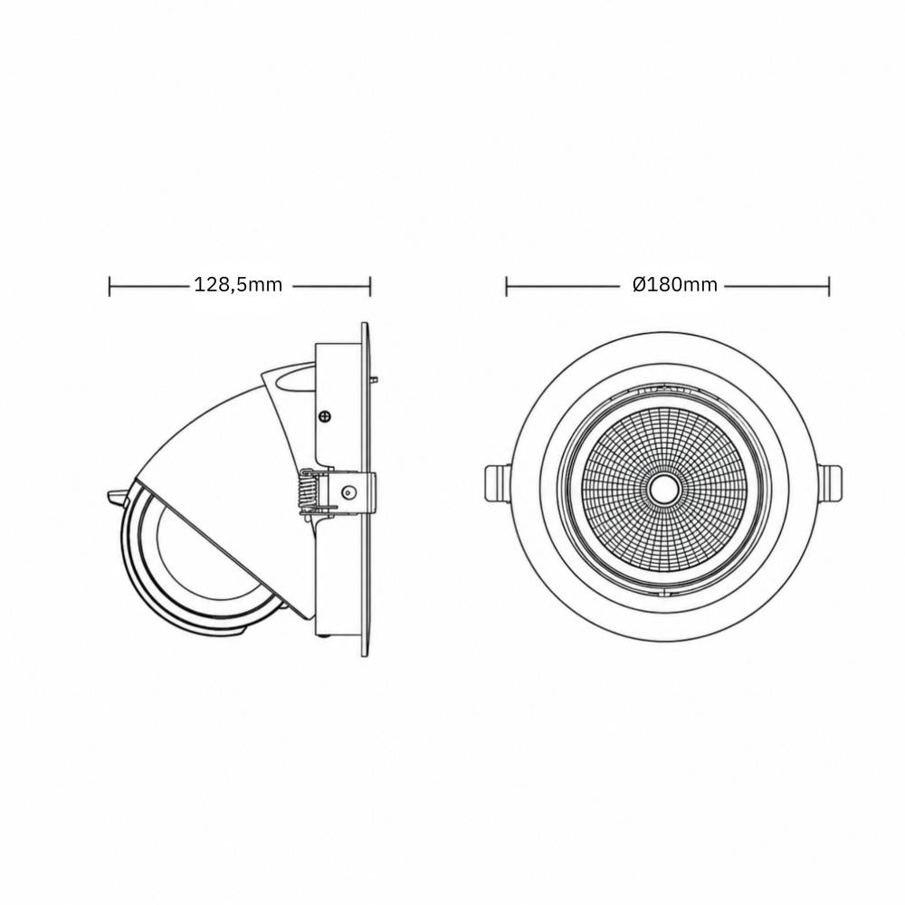 Verstelbare downlight wit | Ø180mm | 45°