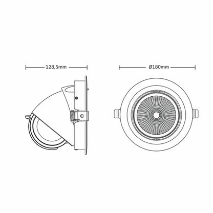 Verstelbare downlight wit | Ø180mm | 45°