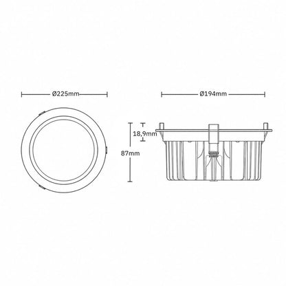 Reflector downlight wit | Ø225mm | 60° | 3000K | 6~15W | EU stekker