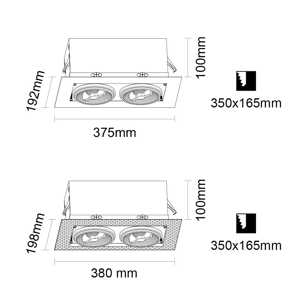 Inbouw/trimless armatuur 2x AR111