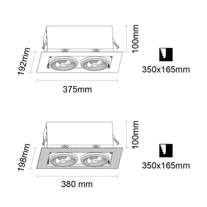 Inbouw/trimless armatuur 2x AR111