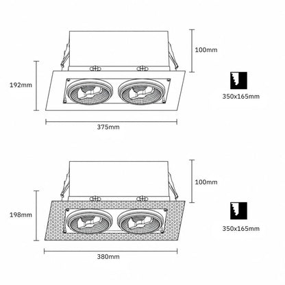Inbouw/trimless armatuur 2x AR111