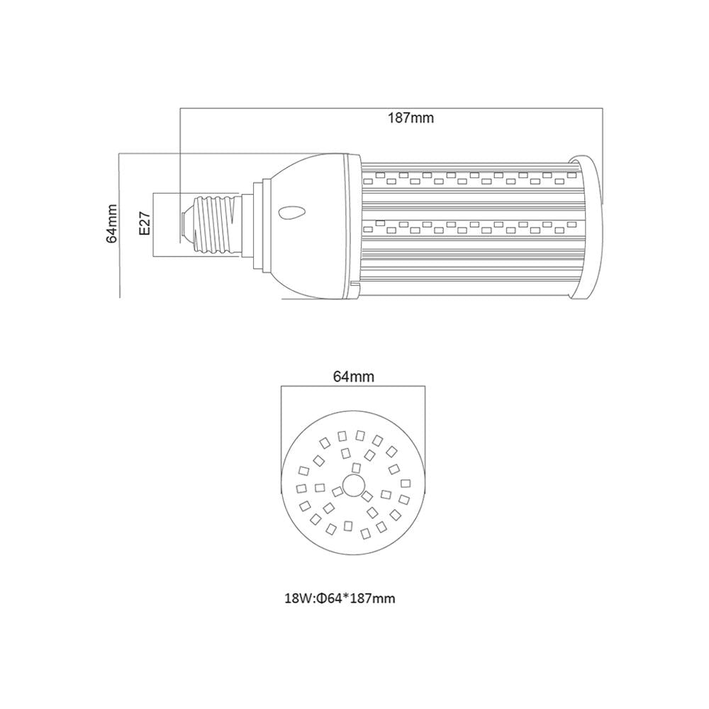 Corn lamp | E27 | AC100-240V | IP64 | 18W