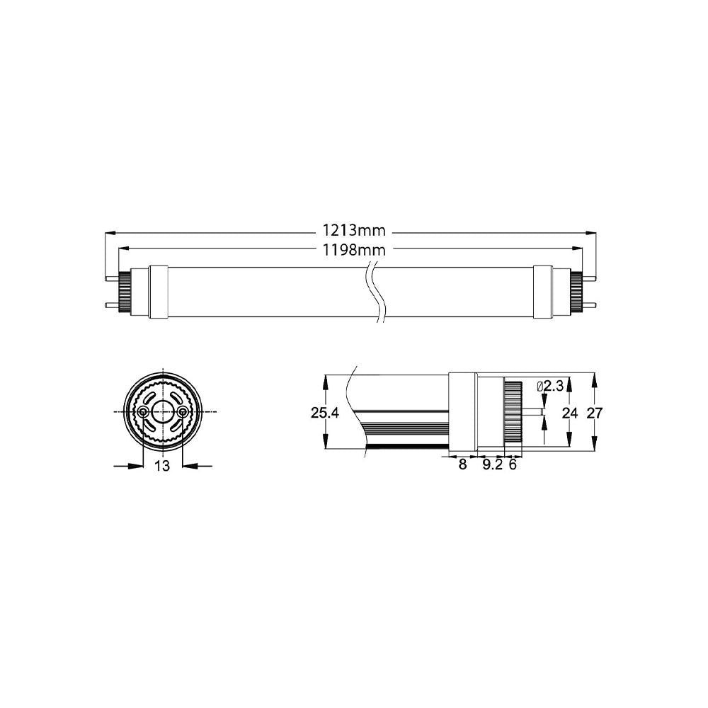 TL T8 1,2m | 18W | 150Lm/W | kleur 840 | e-ballast & 230V