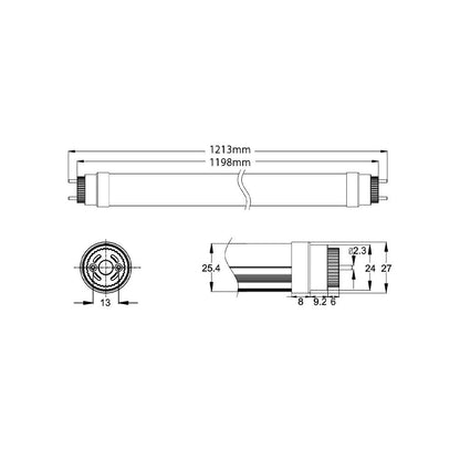 TL T8 1,2m | 18W | 150Lm/W | kleur 840 | e-ballast & 230V