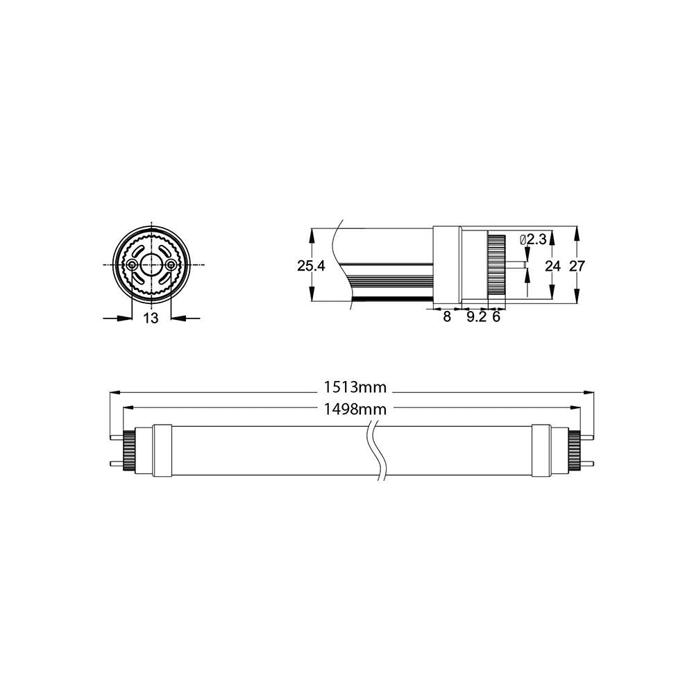 TL T8 1,5m | 25W | 130Lm/W | kleur 965 | e-ballast & 230V