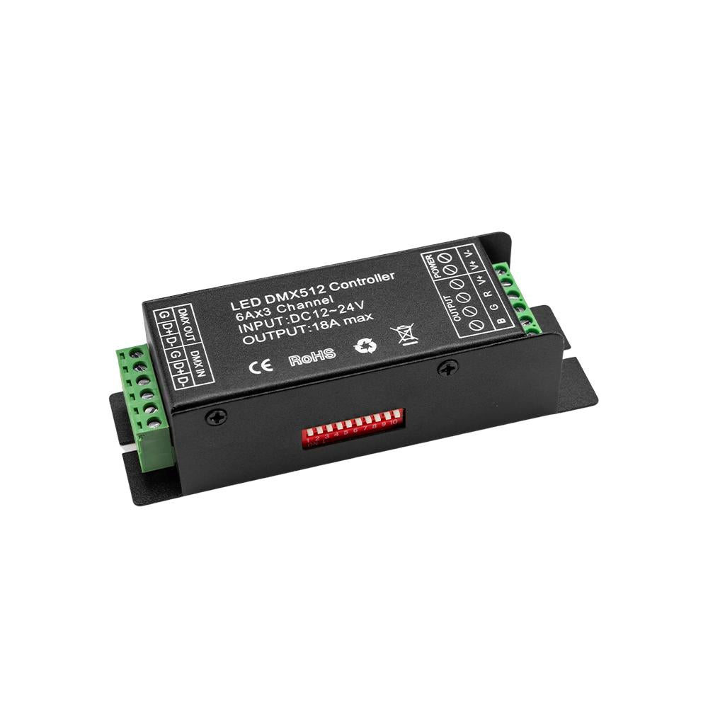 DMX decoder | 3 kanalen x 6 ampère | constant voltage