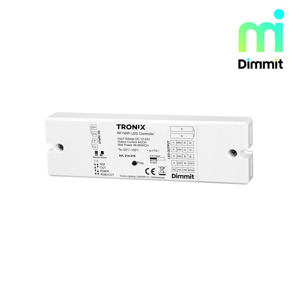 Dimmit wifi+RF ontvanger | 12~24V | RGBTW/RGBW/RGB/TW/5CH