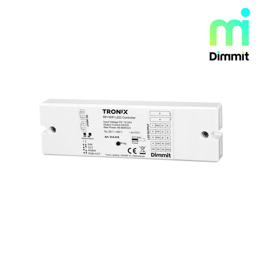 Dimmit wifi+RF ontvanger | 12~24V | RGBTW/RGBW/RGB/TW/5CH