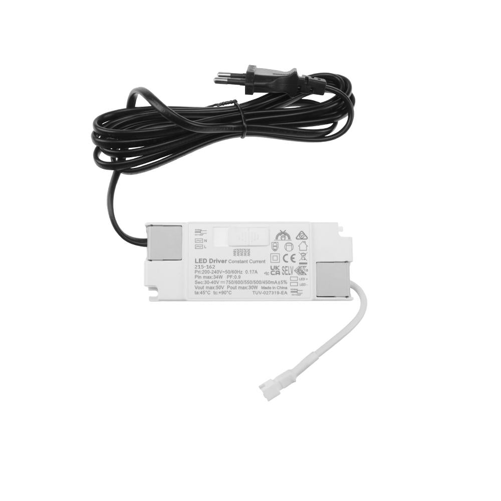 LED voeding | 450/500/550/600/750mA | max 40V/30W | EU stekker