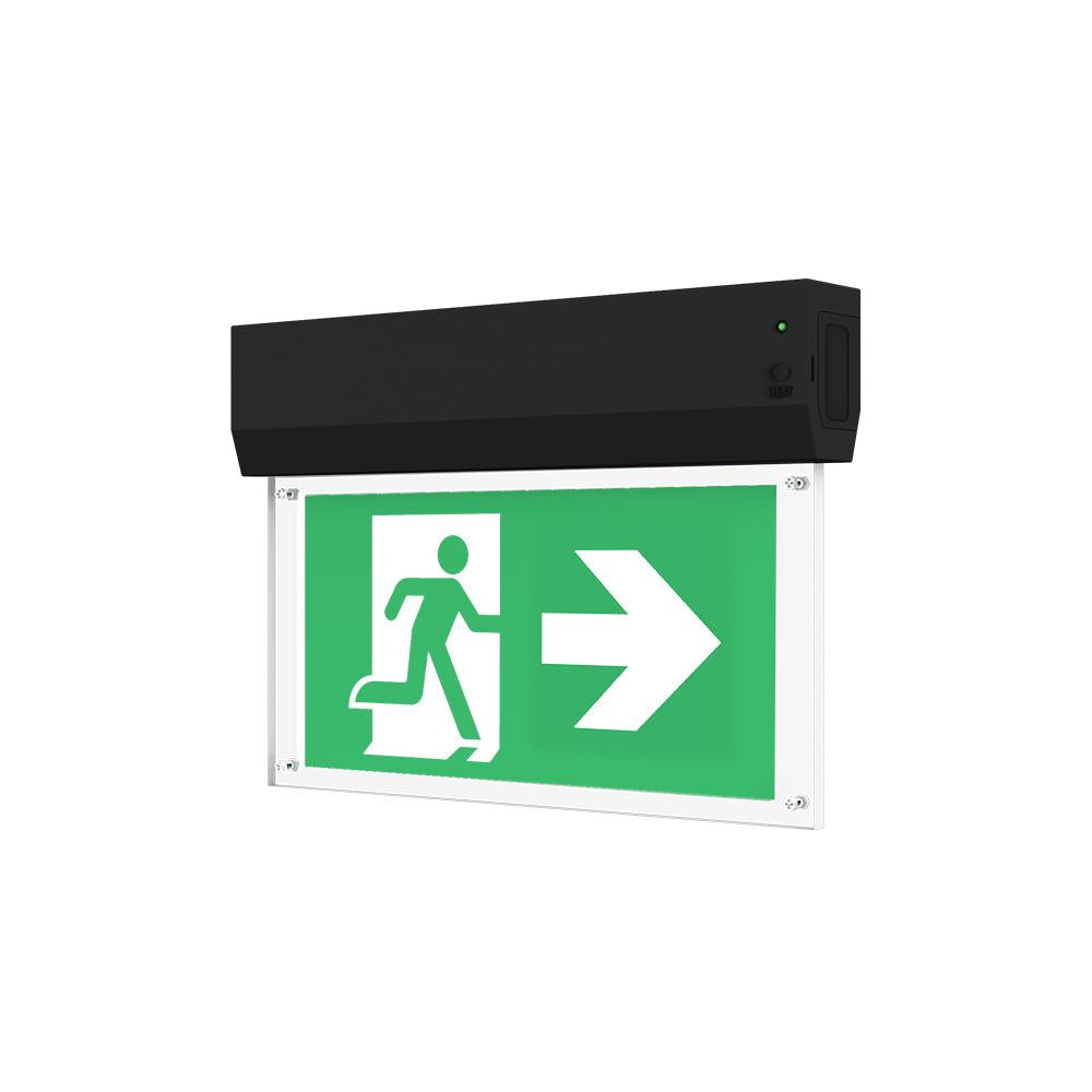 Nood uitgangsbord | opbouw | zwart | AT | incl pictogrammen
