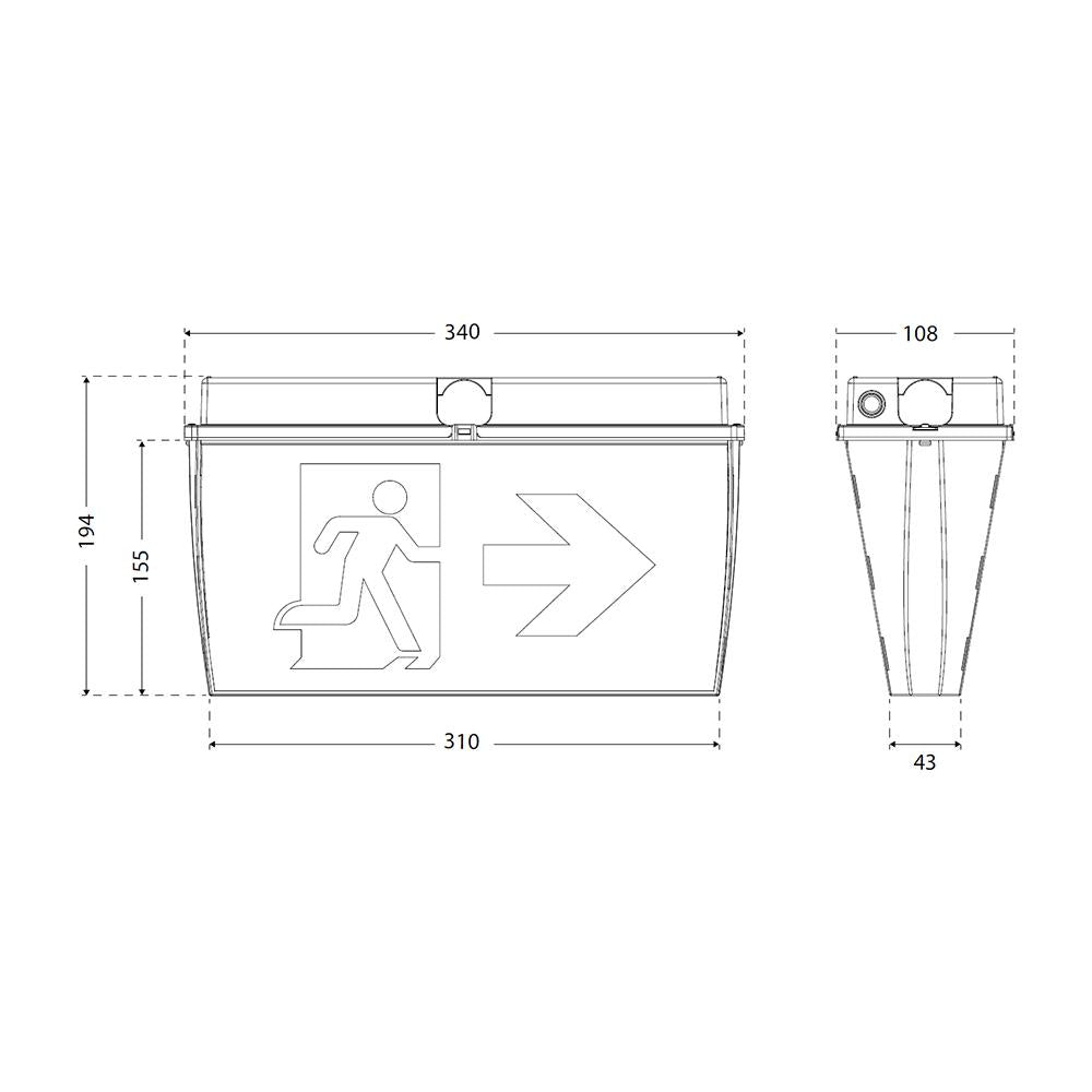 LED uitgangsbord IP65 | opbouw | AT | incl. pictogrammen