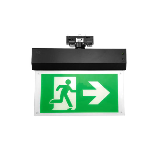 Nood uitgangsbord | 3-fase rail | zwart | AT | incl pictogrammen