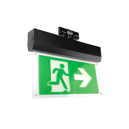 Nood uitgangsbord | 3-fase rail | zwart | AT | incl pictogrammen