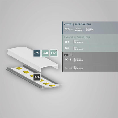 PO13 LED profiel 200cm, buigbaar, LED strips max. 15mm