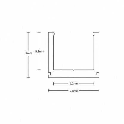 PO18 profiel 2m, zwart RAL9005 ultra-mini, LED strips max.6mm