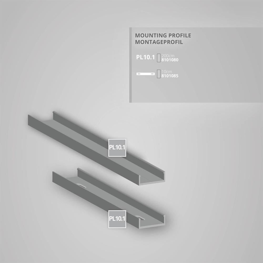 PL10.1 LED montageprofiel 200 cm, plat