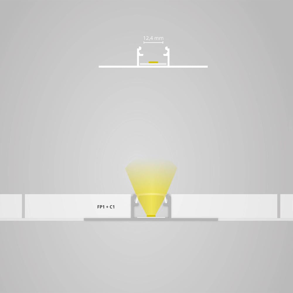 FP1 LED tegel profiel midden 200 cm, LED strips max. 14 mm