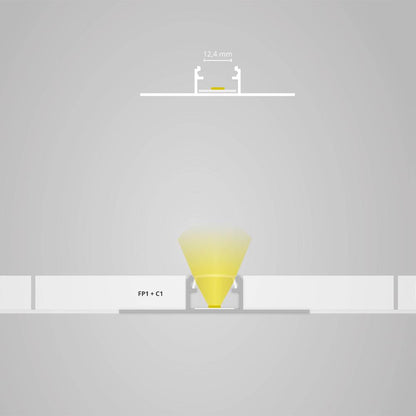 FP1 LED tegel profiel midden 200 cm, LED strips max. 14 mm