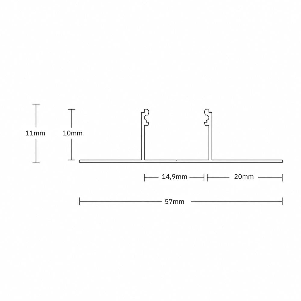FP1 LED tegel profiel midden 200 cm, LED strips max. 14 mm
