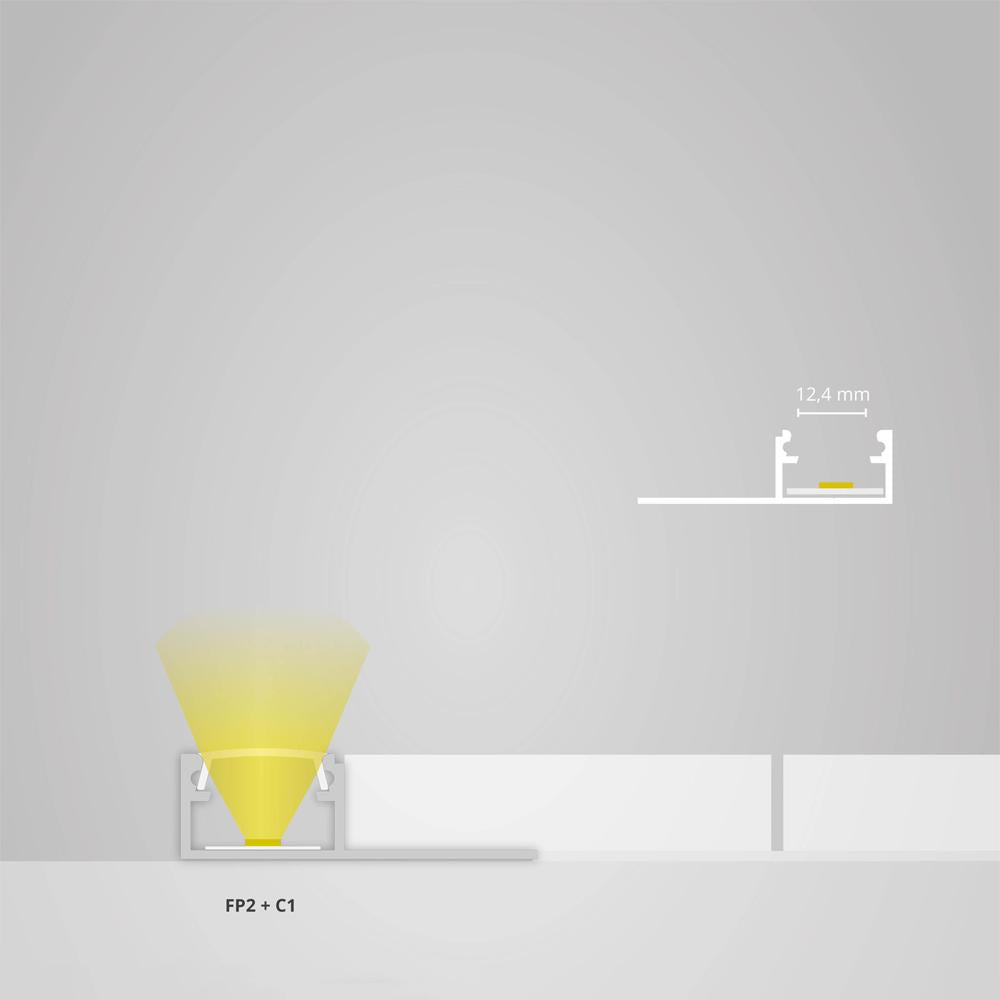 FP2 LED tegel profiel randen 200 cm, LED strips max. 14 mm