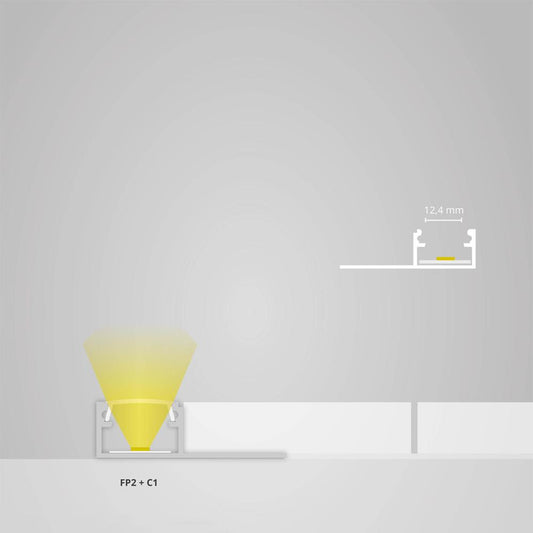 FP2 LED tegel profiel randen 200 cm, LED strips max. 14 mm