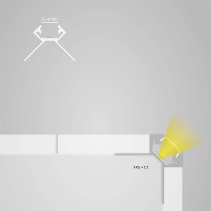 FP5 LED tegel profiel buitenste hoek 200 cm, LED strips max.