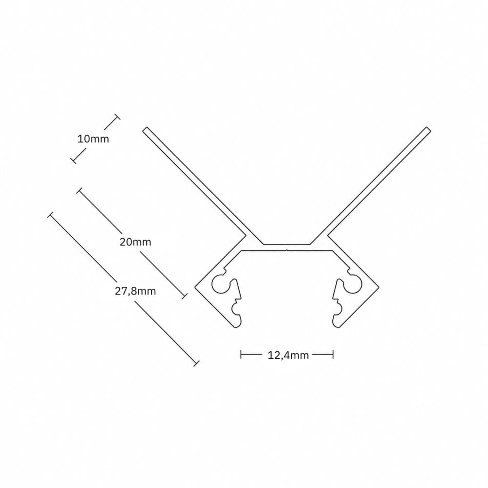 FP5 LED tegel profiel buitenste hoek 200 cm, LED strips max.
