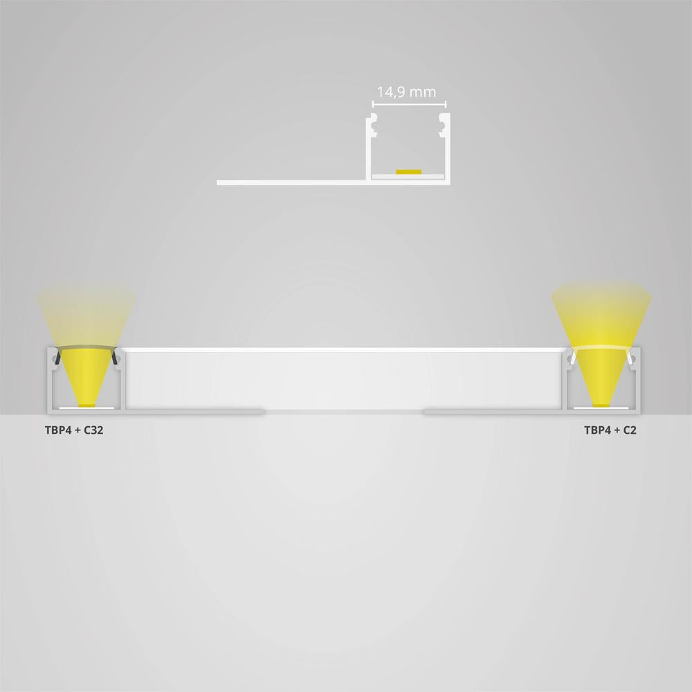 TBP4 LED gipsplaat profiel 200 cm, LED strips max. 14 mm