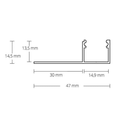 TBP4 LED gipsplaat profiel 300 cm, LED strips max. 14 mm