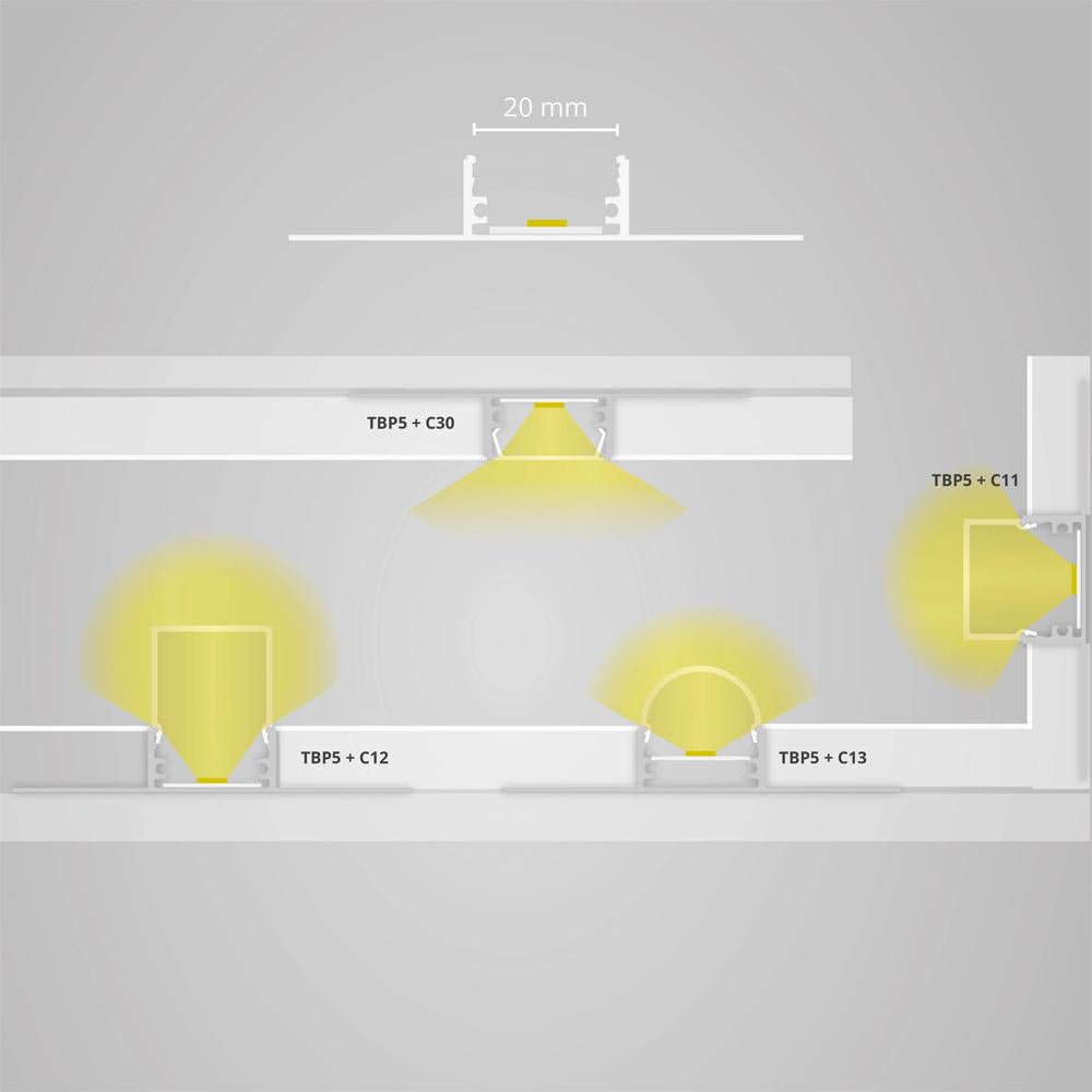 TBP5 LED gipsplaat profiel 200 cm, LED strips max. 20 mm