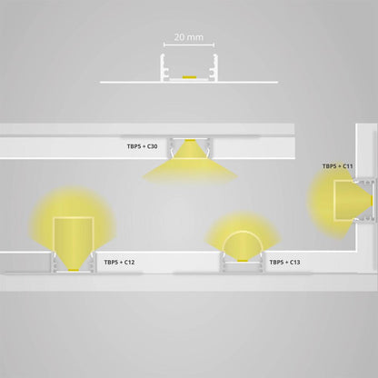 TBP5 LED gipsplaat profiel 200 cm, LED strips max. 20 mm