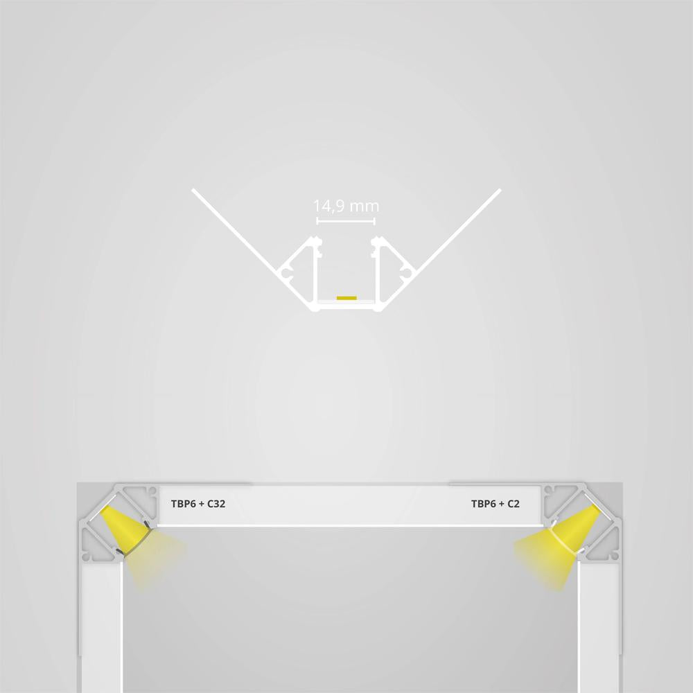 TBP6 LED gipsplaat profiel 200 cm, LED strips max. 14 mm
