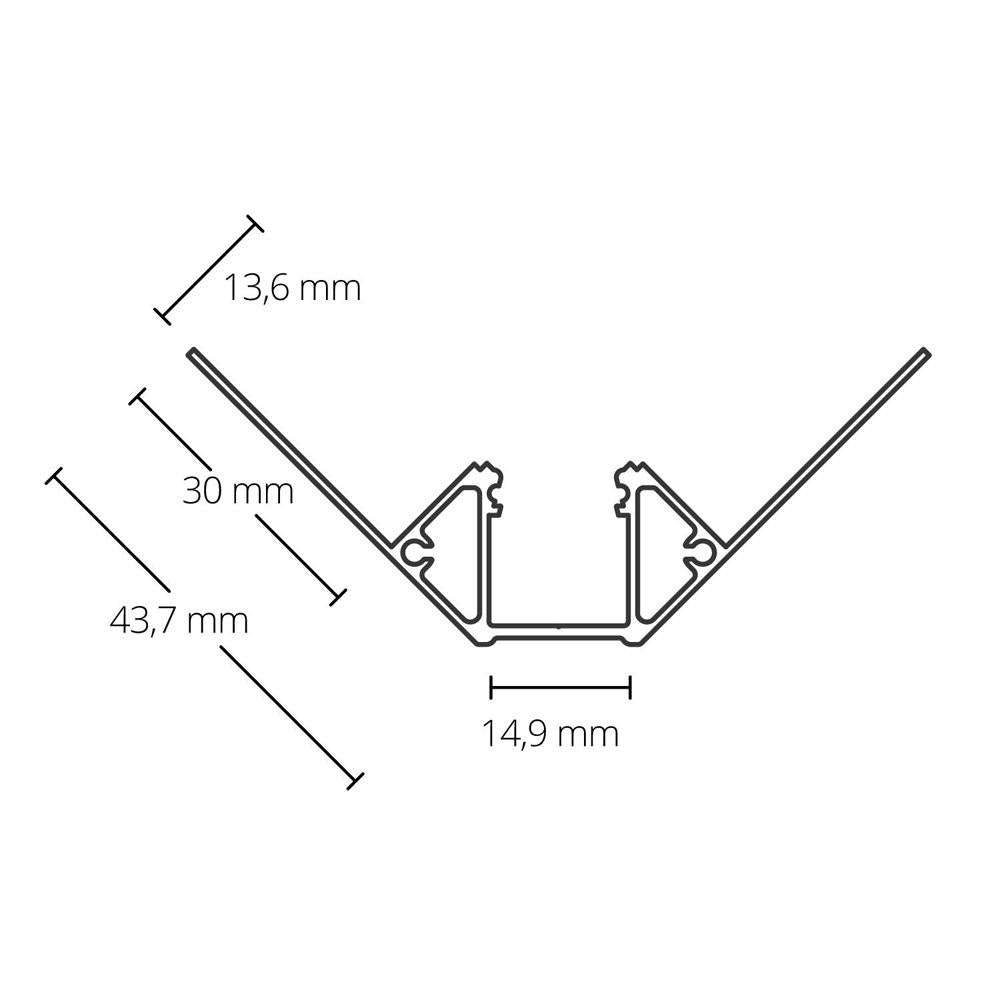 TBP6 LED gipsplaat profiel 200 cm, LED strips max. 14 mm