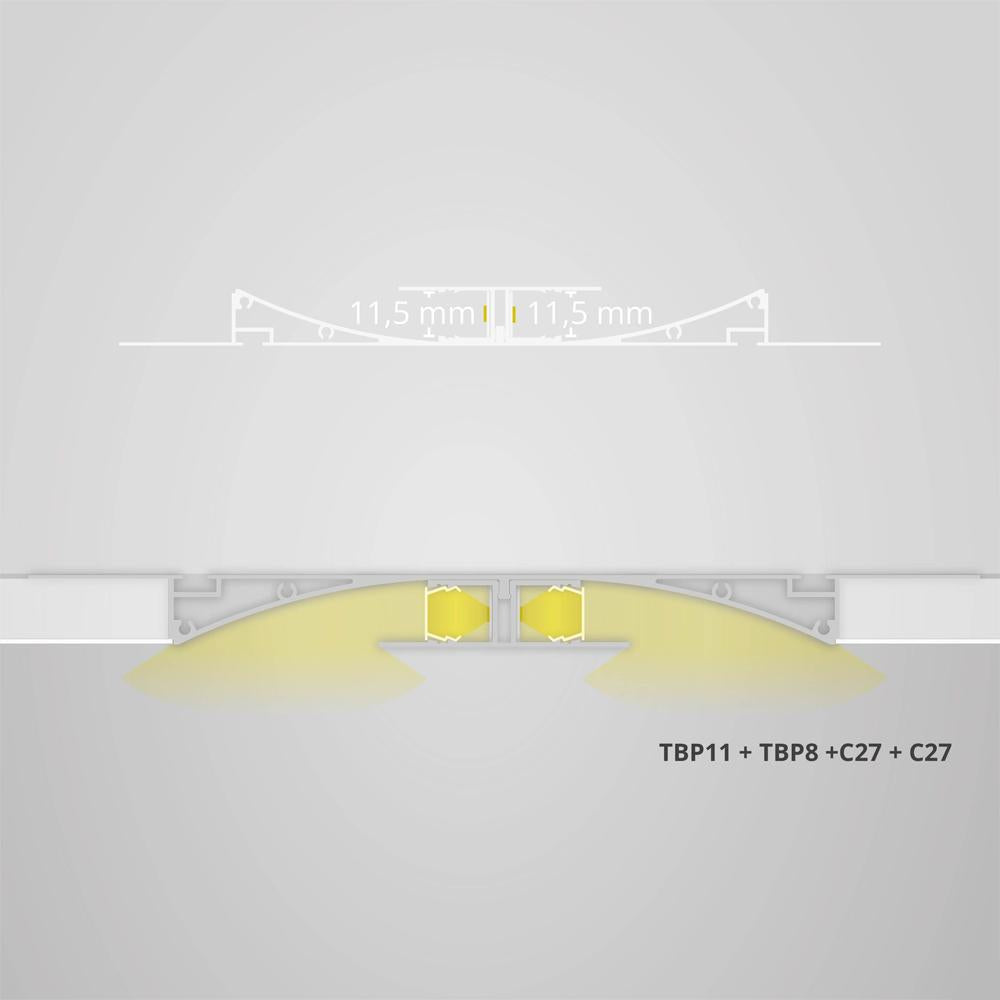 TBP11 LED gipsplaat profiel 2m, wit RAL9010 strips max. 11mm
