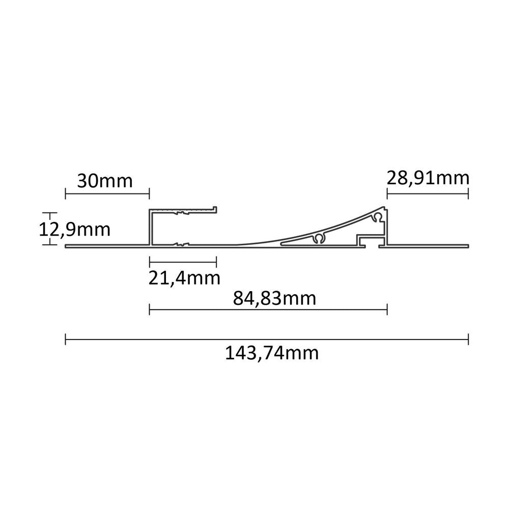 TBP12 LED gipsplaat profiel 200 cm, LED strips max. 11 mm