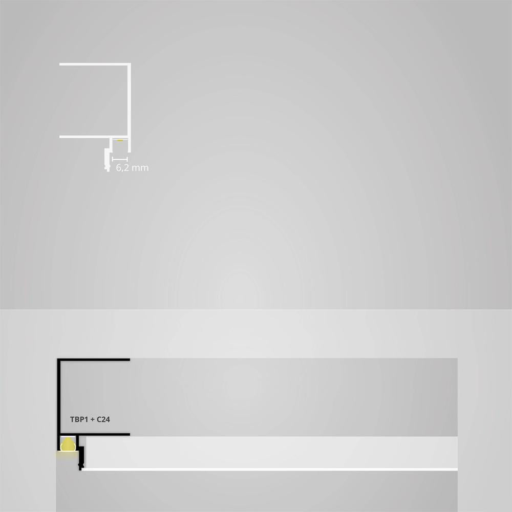 TBP1 LED gipsplaat profiel 200 cm, zwart RAL 9005, LED strips