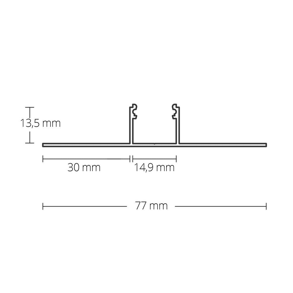 TBP3 LED gipsplaat profiel 200 cm, LED strips max. 14 mm