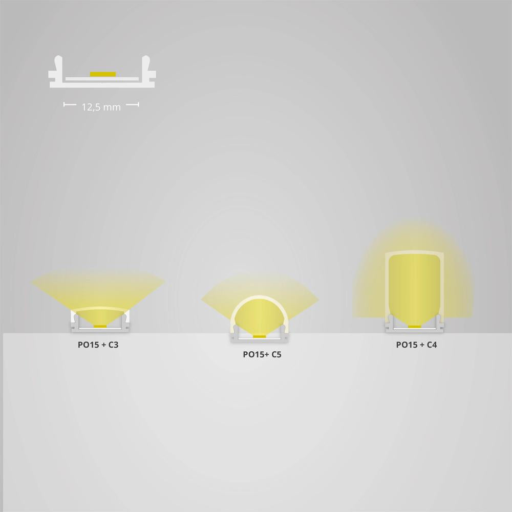 PO15 LED profiel 200cm, ultra-flat, LED strips max. 12mm