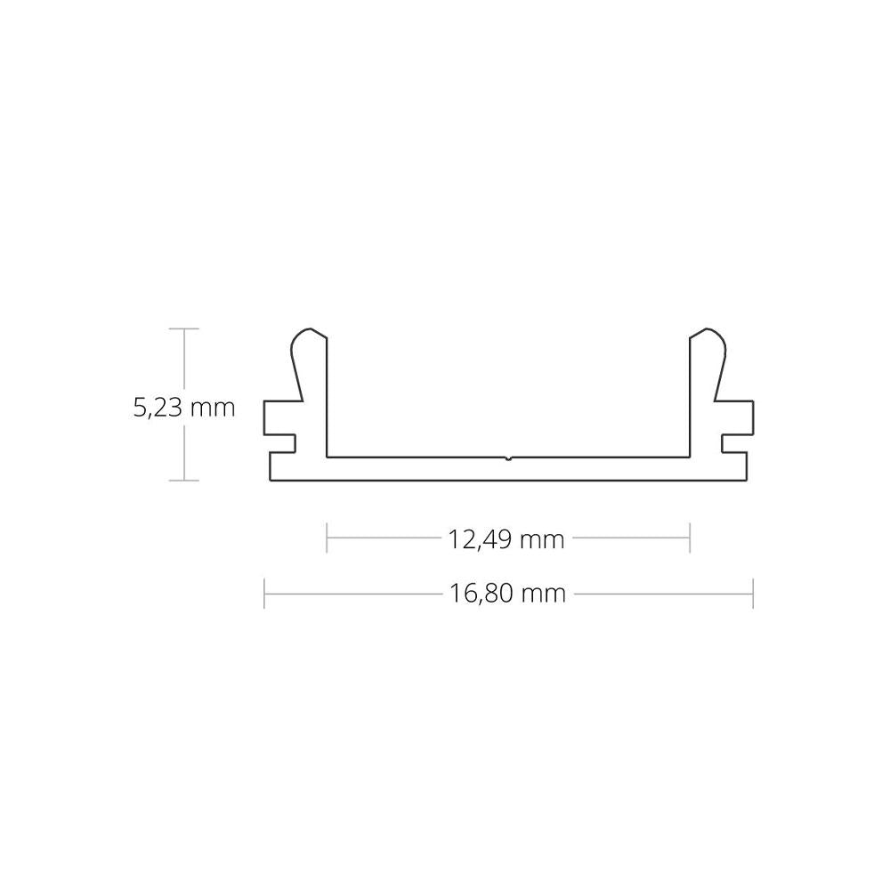 PO15 LED profiel 200cm, ultra-flat, LED strips max. 12mm