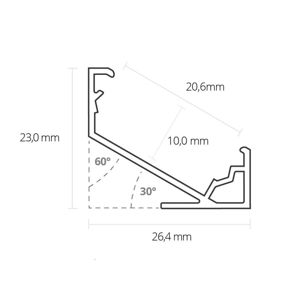 WP1 hoek profiel 30/60°, 200 cm, zwart RAL9005
