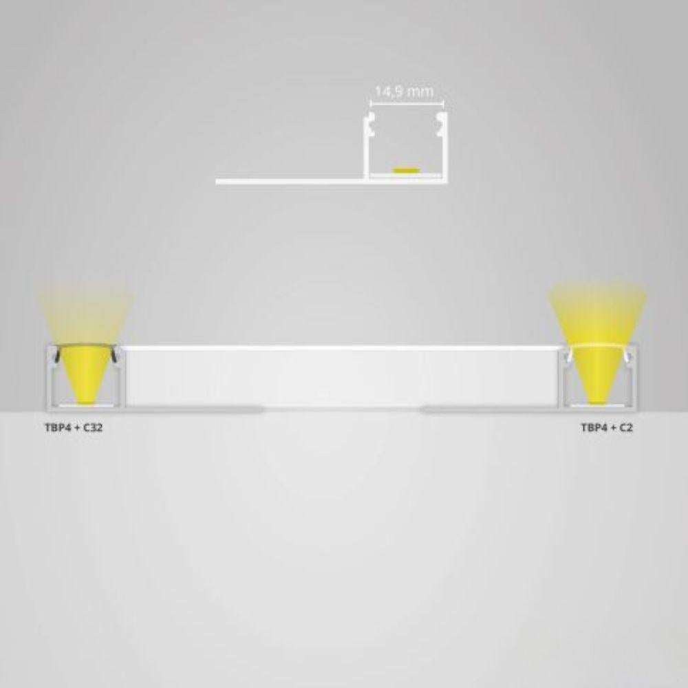 TBP4 LED gipsplaat profiel 300 cm, LED strips max. 14 mm