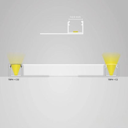 TBP4 LED gipsplaat profiel 300 cm, LED strips max. 14 mm