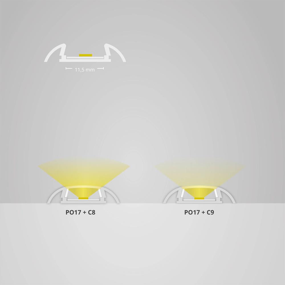 PO17 LED profiel 200cm, ultra-flat/wing, LED strips max. 11m